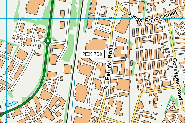 PE29 7DX map - OS VectorMap District (Ordnance Survey)