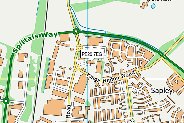 Sports Direct Fitness (Huntingdon) map (PE29 7EG) - OS VectorMap District (Ordnance Survey)