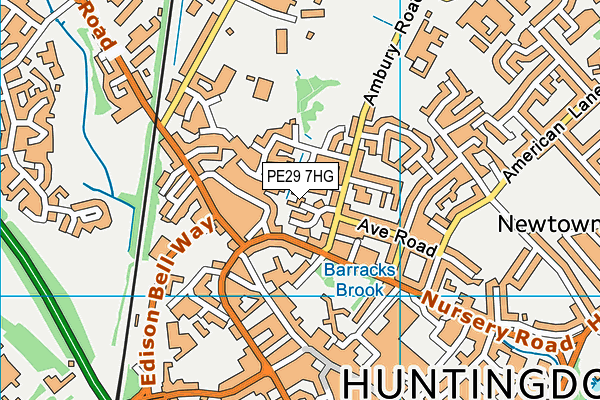 PE29 7HG map - OS VectorMap District (Ordnance Survey)