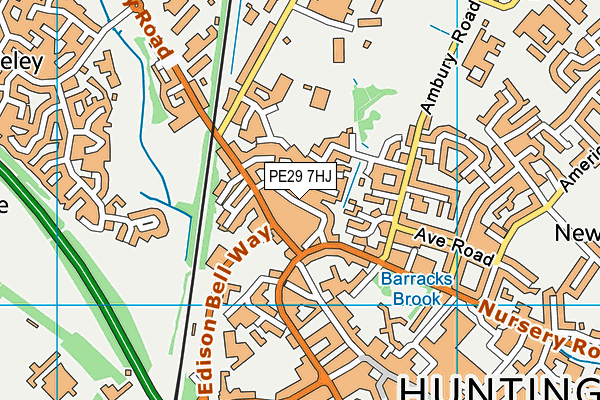 PE29 7HJ map - OS VectorMap District (Ordnance Survey)