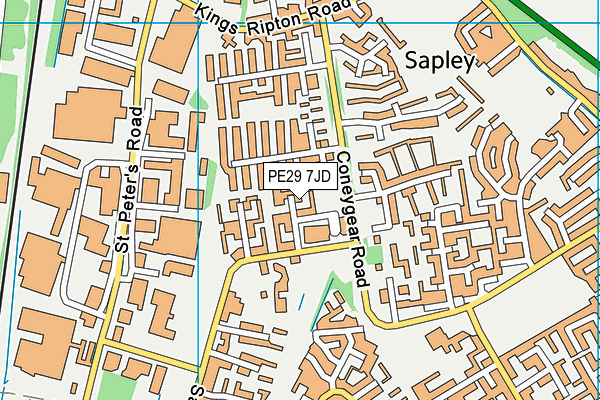 PE29 7JD map - OS VectorMap District (Ordnance Survey)