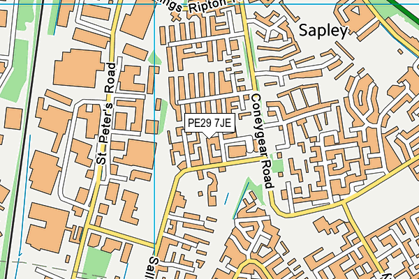 PE29 7JE map - OS VectorMap District (Ordnance Survey)