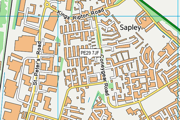 PE29 7JF map - OS VectorMap District (Ordnance Survey)