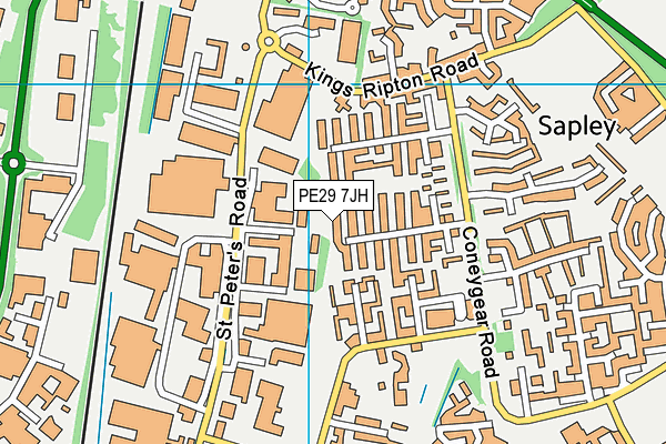 PE29 7JH map - OS VectorMap District (Ordnance Survey)