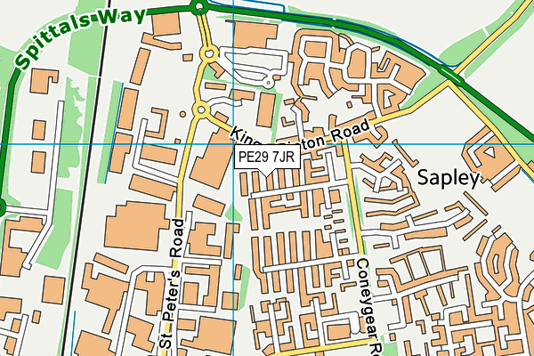 PE29 7JR map - OS VectorMap District (Ordnance Survey)