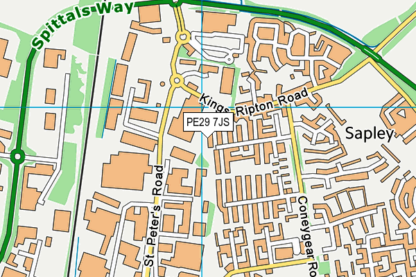 PE29 7JS map - OS VectorMap District (Ordnance Survey)