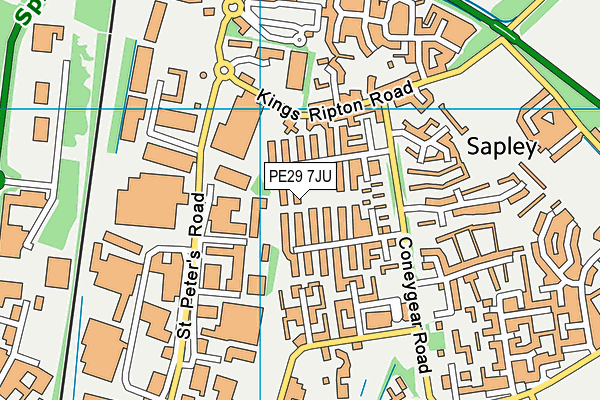 PE29 7JU map - OS VectorMap District (Ordnance Survey)