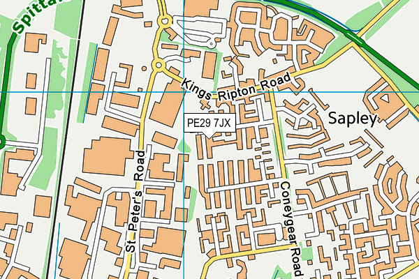 PE29 7JX map - OS VectorMap District (Ordnance Survey)