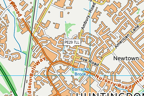 PE29 7LL map - OS VectorMap District (Ordnance Survey)