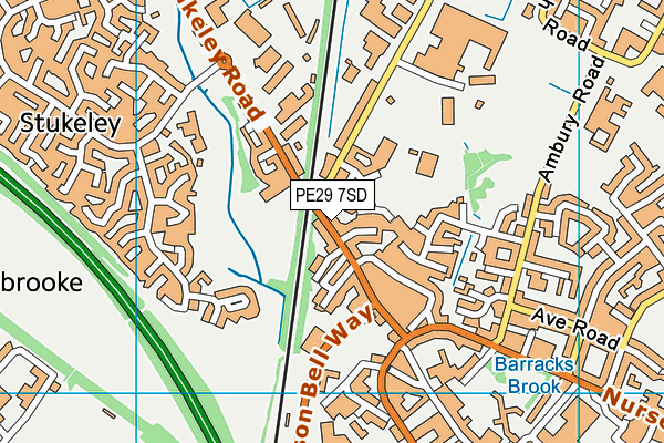 PE29 7SD map - OS VectorMap District (Ordnance Survey)