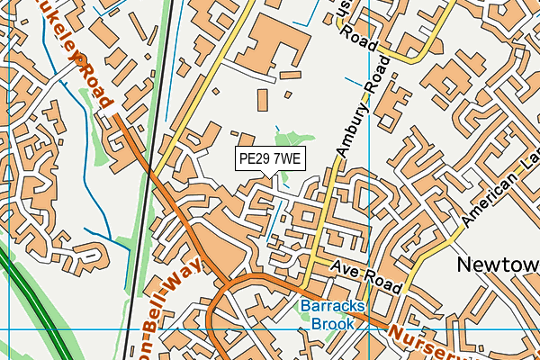 PE29 7WE map - OS VectorMap District (Ordnance Survey)