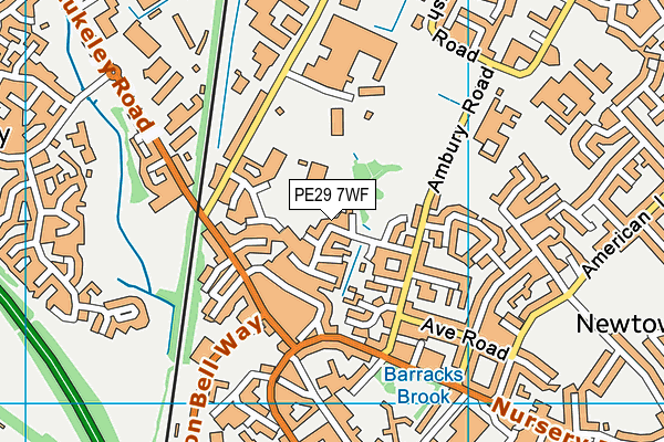 PE29 7WF map - OS VectorMap District (Ordnance Survey)