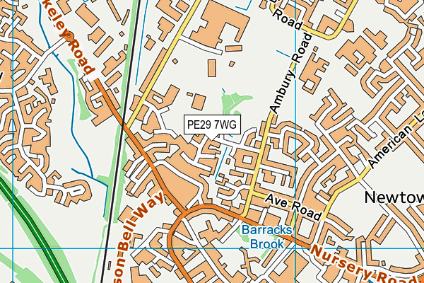 PE29 7WG map - OS VectorMap District (Ordnance Survey)