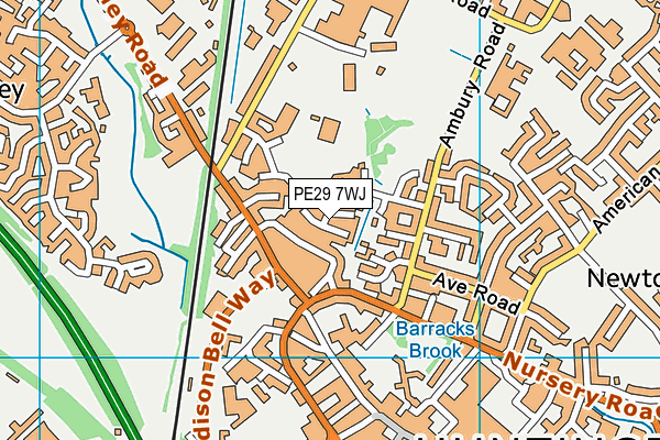 PE29 7WJ map - OS VectorMap District (Ordnance Survey)