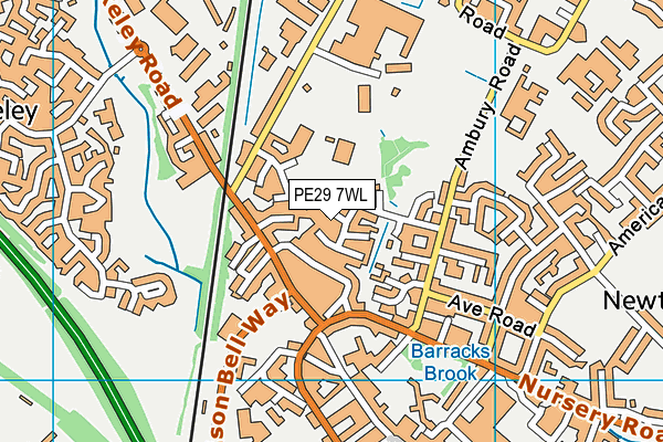 PE29 7WL map - OS VectorMap District (Ordnance Survey)
