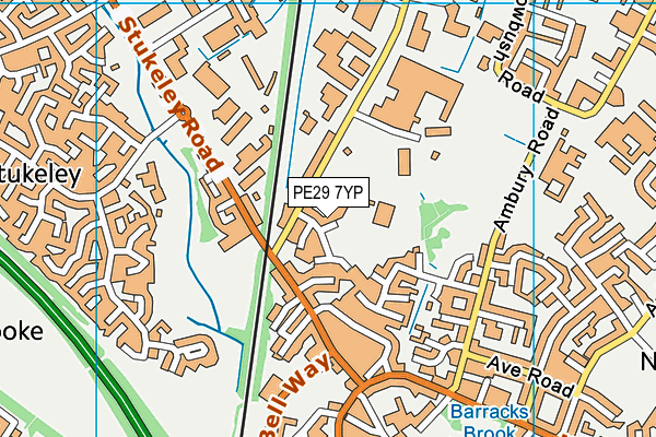 PE29 7YP map - OS VectorMap District (Ordnance Survey)