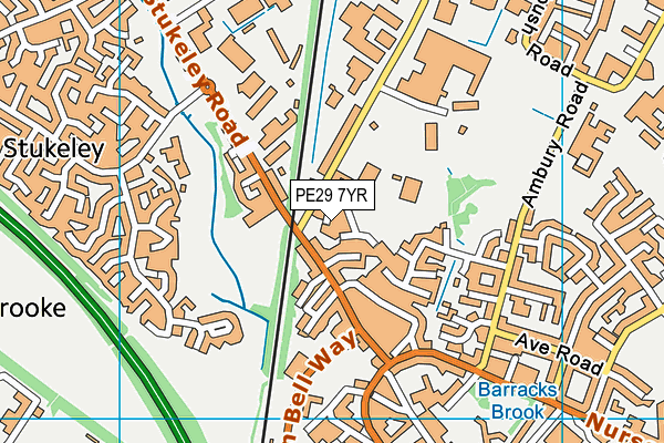 PE29 7YR map - OS VectorMap District (Ordnance Survey)