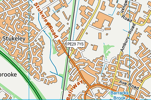 PE29 7YS map - OS VectorMap District (Ordnance Survey)