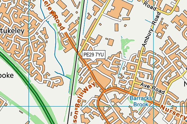 PE29 7YU map - OS VectorMap District (Ordnance Survey)
