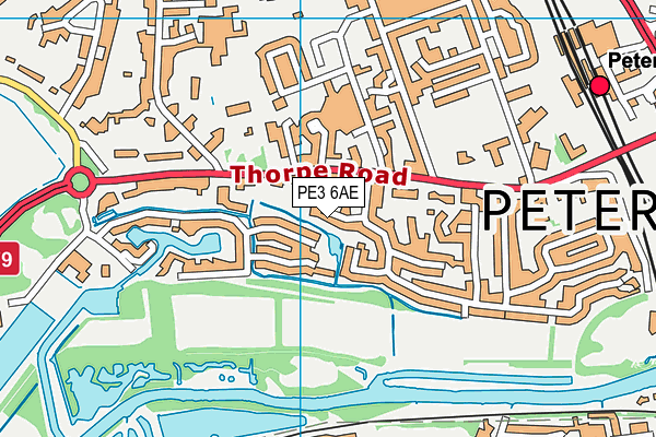 PE3 6AE map - OS VectorMap District (Ordnance Survey)