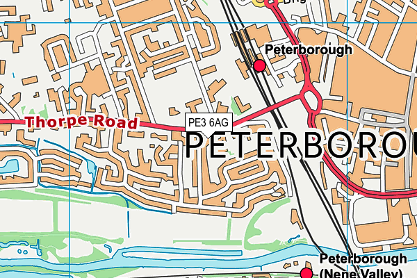 PE3 6AG map - OS VectorMap District (Ordnance Survey)