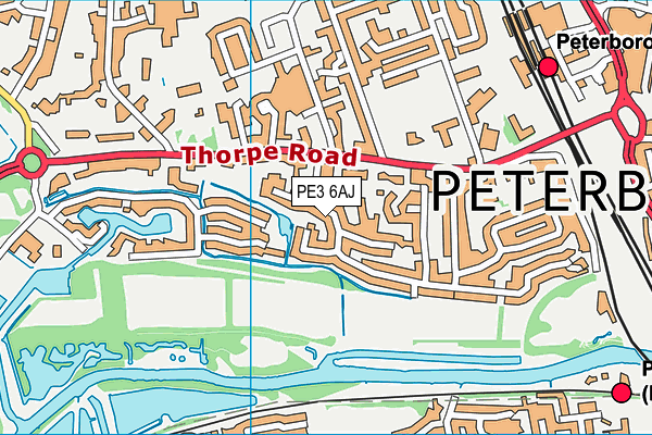 PE3 6AJ map - OS VectorMap District (Ordnance Survey)