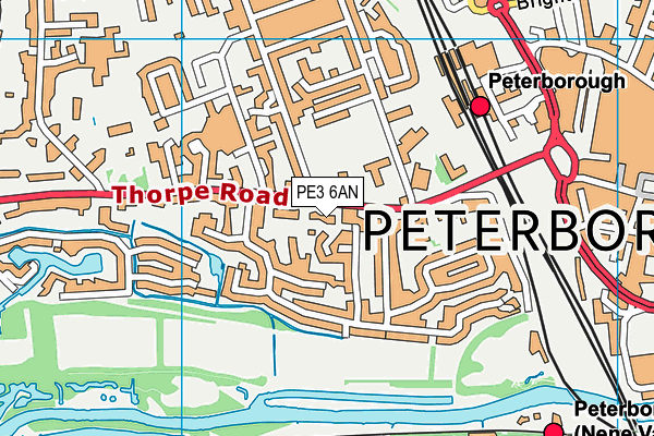 PE3 6AN map - OS VectorMap District (Ordnance Survey)