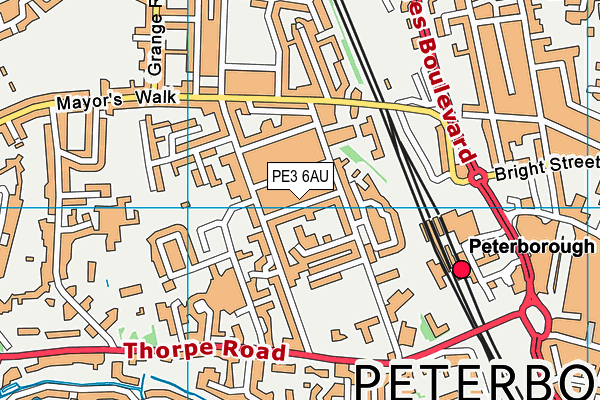 PE3 6AU map - OS VectorMap District (Ordnance Survey)