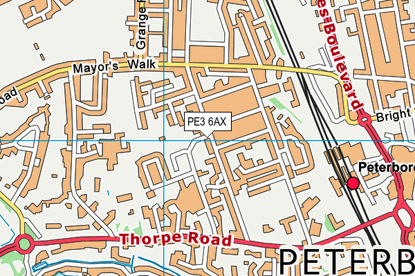 PE3 6AX map - OS VectorMap District (Ordnance Survey)