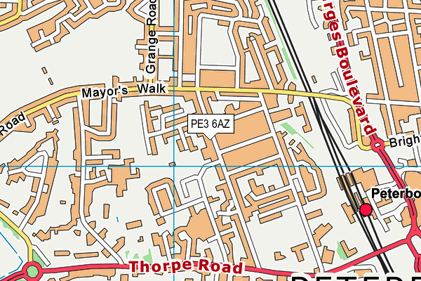 PE3 6AZ map - OS VectorMap District (Ordnance Survey)