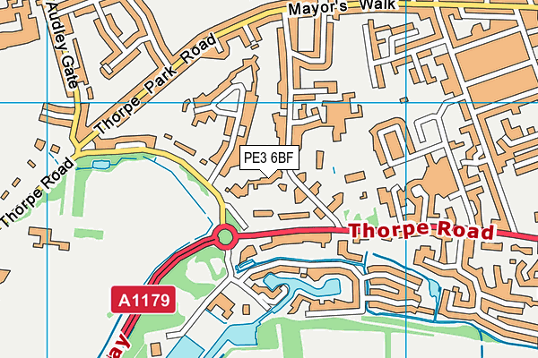 PE3 6BF map - OS VectorMap District (Ordnance Survey)