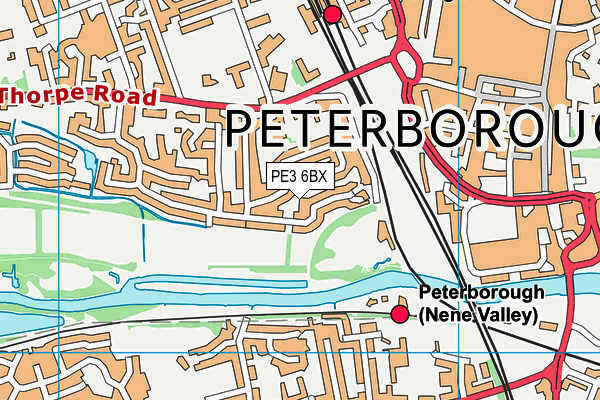 PE3 6BX map - OS VectorMap District (Ordnance Survey)
