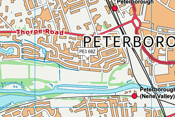 PE3 6BZ map - OS VectorMap District (Ordnance Survey)