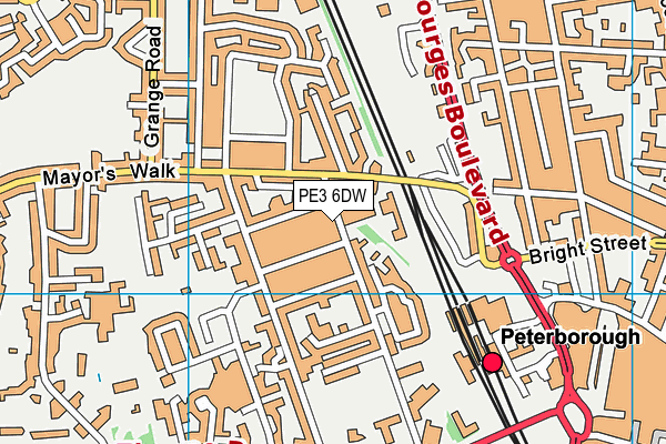 PE3 6DW map - OS VectorMap District (Ordnance Survey)