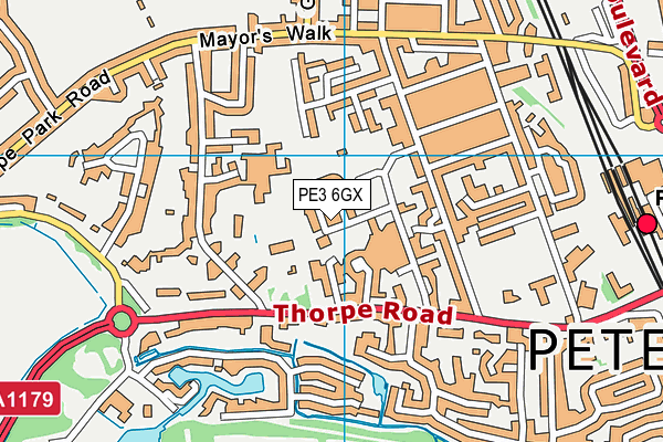 PE3 6GX map - OS VectorMap District (Ordnance Survey)