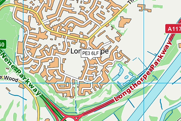 PE3 6LF map - OS VectorMap District (Ordnance Survey)