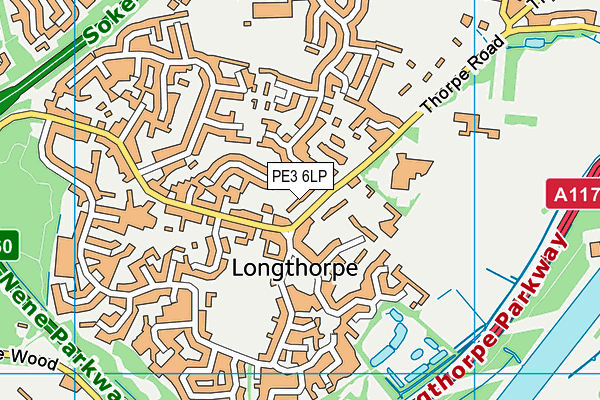 PE3 6LP map - OS VectorMap District (Ordnance Survey)