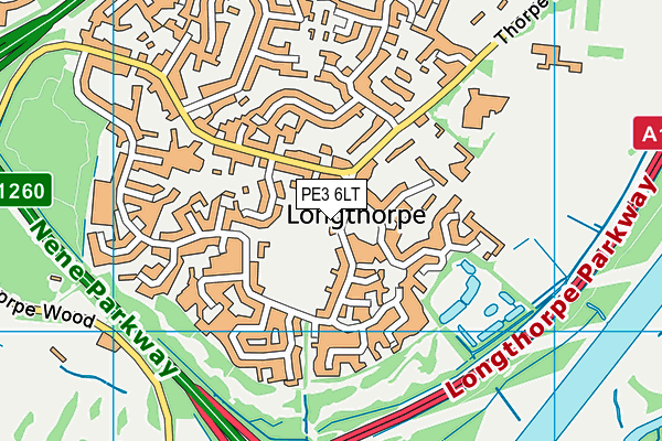 PE3 6LT map - OS VectorMap District (Ordnance Survey)