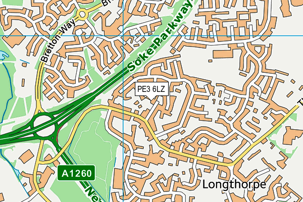 PE3 6LZ map - OS VectorMap District (Ordnance Survey)