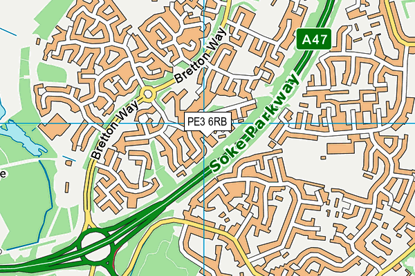 PE3 6RB map - OS VectorMap District (Ordnance Survey)