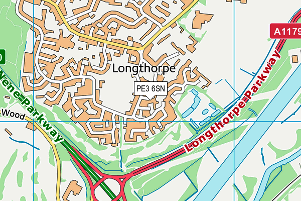 PE3 6SN map - OS VectorMap District (Ordnance Survey)