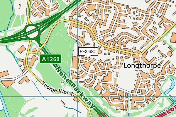 PE3 6SU map - OS VectorMap District (Ordnance Survey)