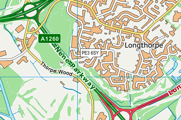 PE3 6SY map - OS VectorMap District (Ordnance Survey)