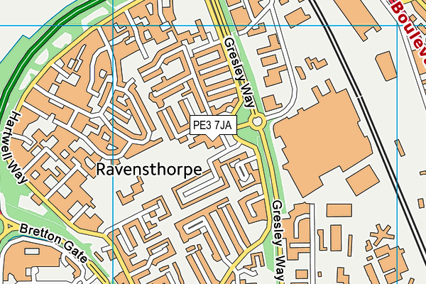 PE3 7JA map - OS VectorMap District (Ordnance Survey)