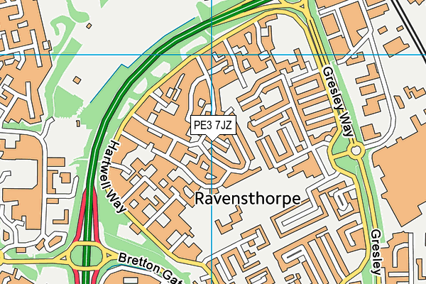 PE3 7JZ map - OS VectorMap District (Ordnance Survey)