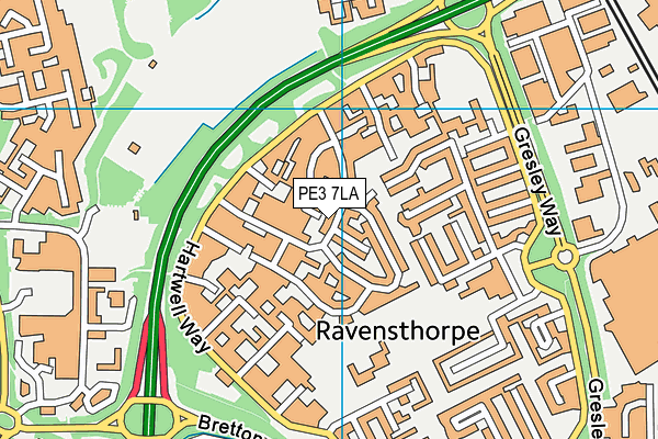 PE3 7LA map - OS VectorMap District (Ordnance Survey)