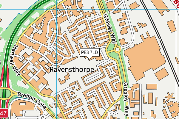 PE3 7LD map - OS VectorMap District (Ordnance Survey)