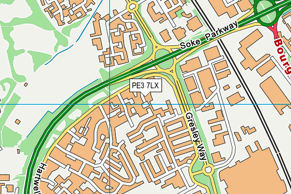 PE3 7LX map - OS VectorMap District (Ordnance Survey)