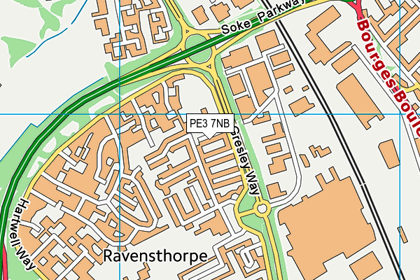 Ravensthorpe Primary School map (PE3 7NB) - OS VectorMap District (Ordnance Survey)