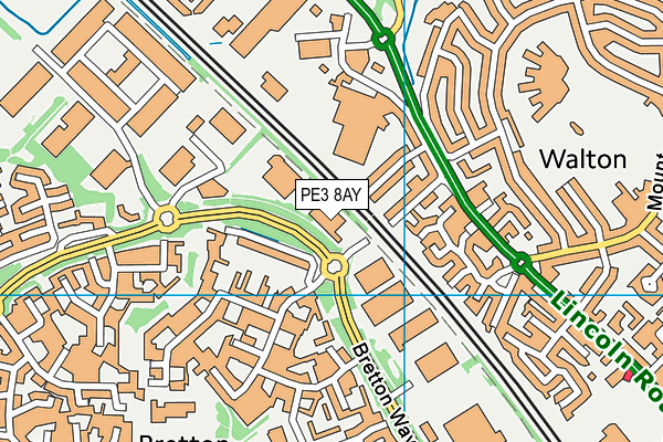 PE3 8AY map - OS VectorMap District (Ordnance Survey)